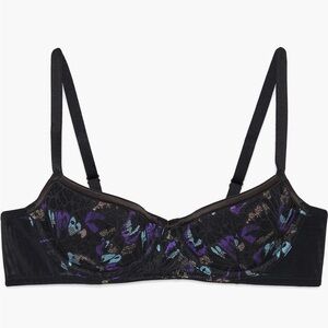 SAVAGE X FENTY Butterfly Wings Wave‎ Rider Blue Lace Mesh Balconette Bra 36B NWT